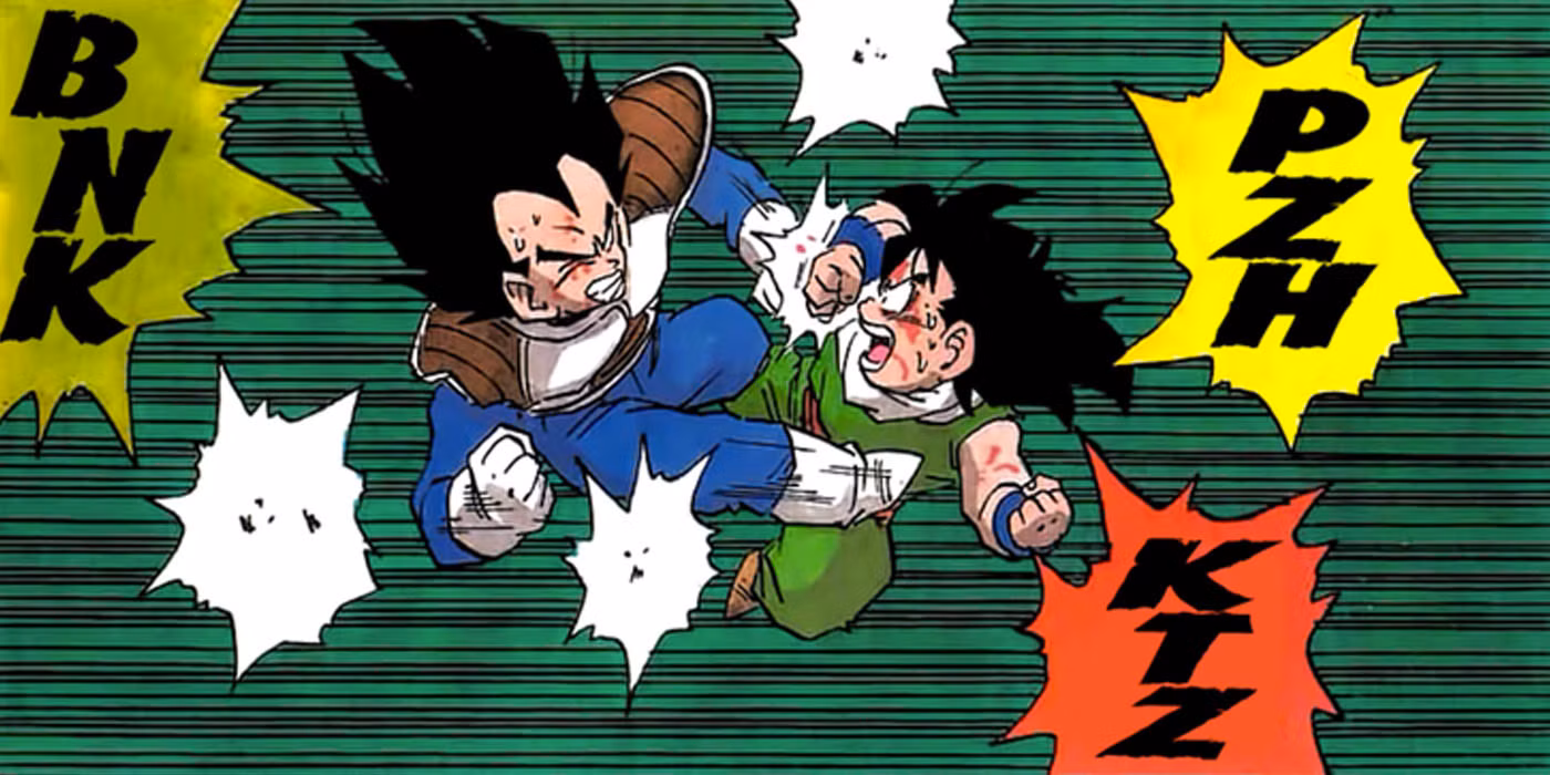 Gohan and Vegeta facing off in Dragon Ball