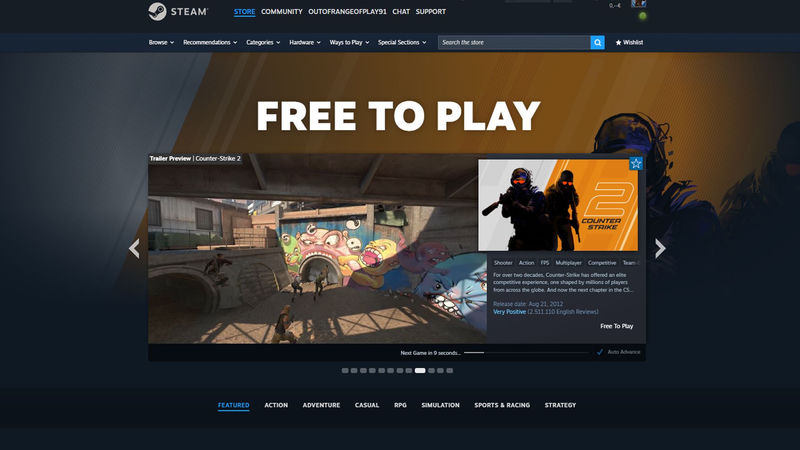 Steam free-to-play page
