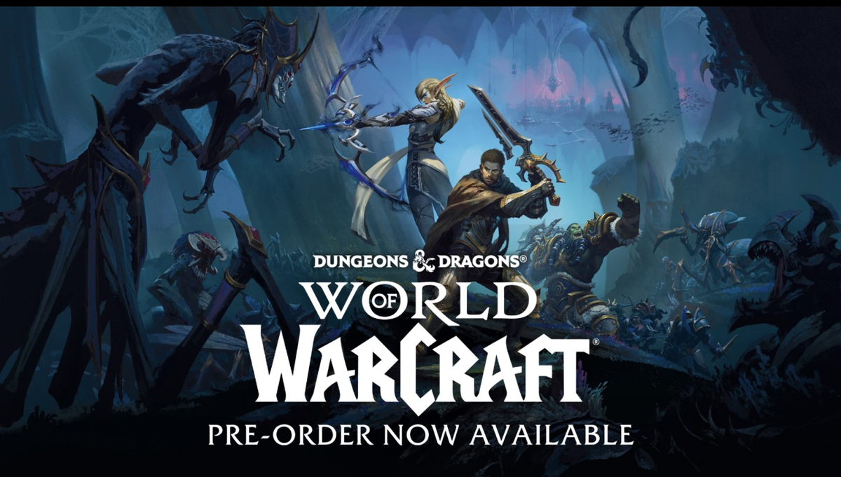 Promotional artwork showing Dungeons & Dragons and World of Warcraft logos