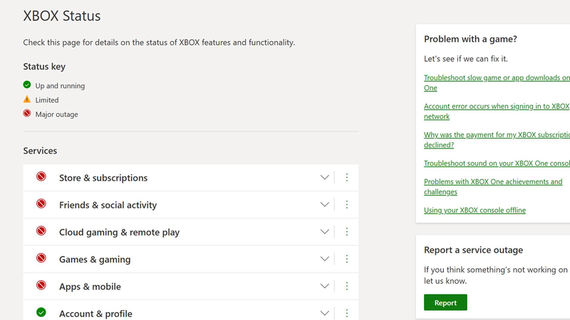 Xbox Services Down