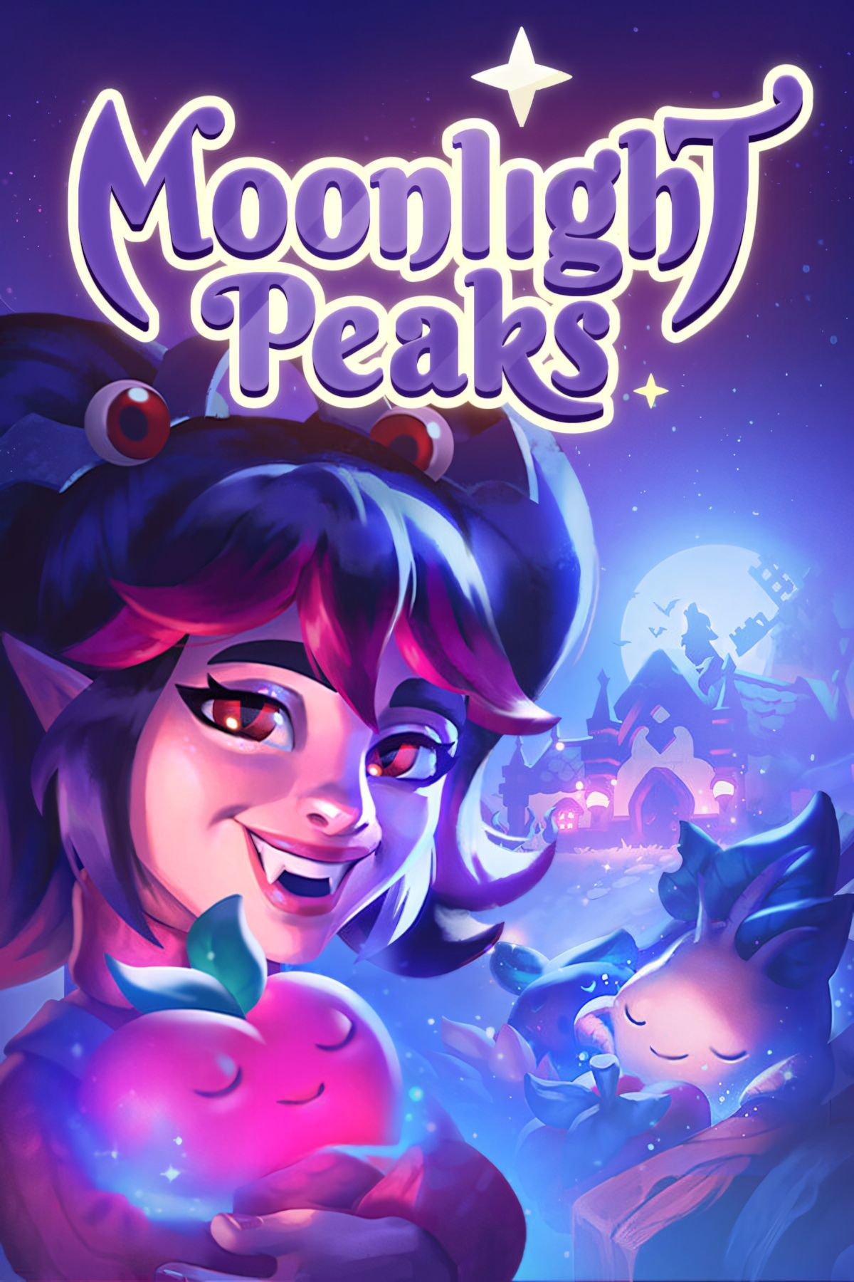 Moonlight Peaks cover art showing the game's farming village aesthetic