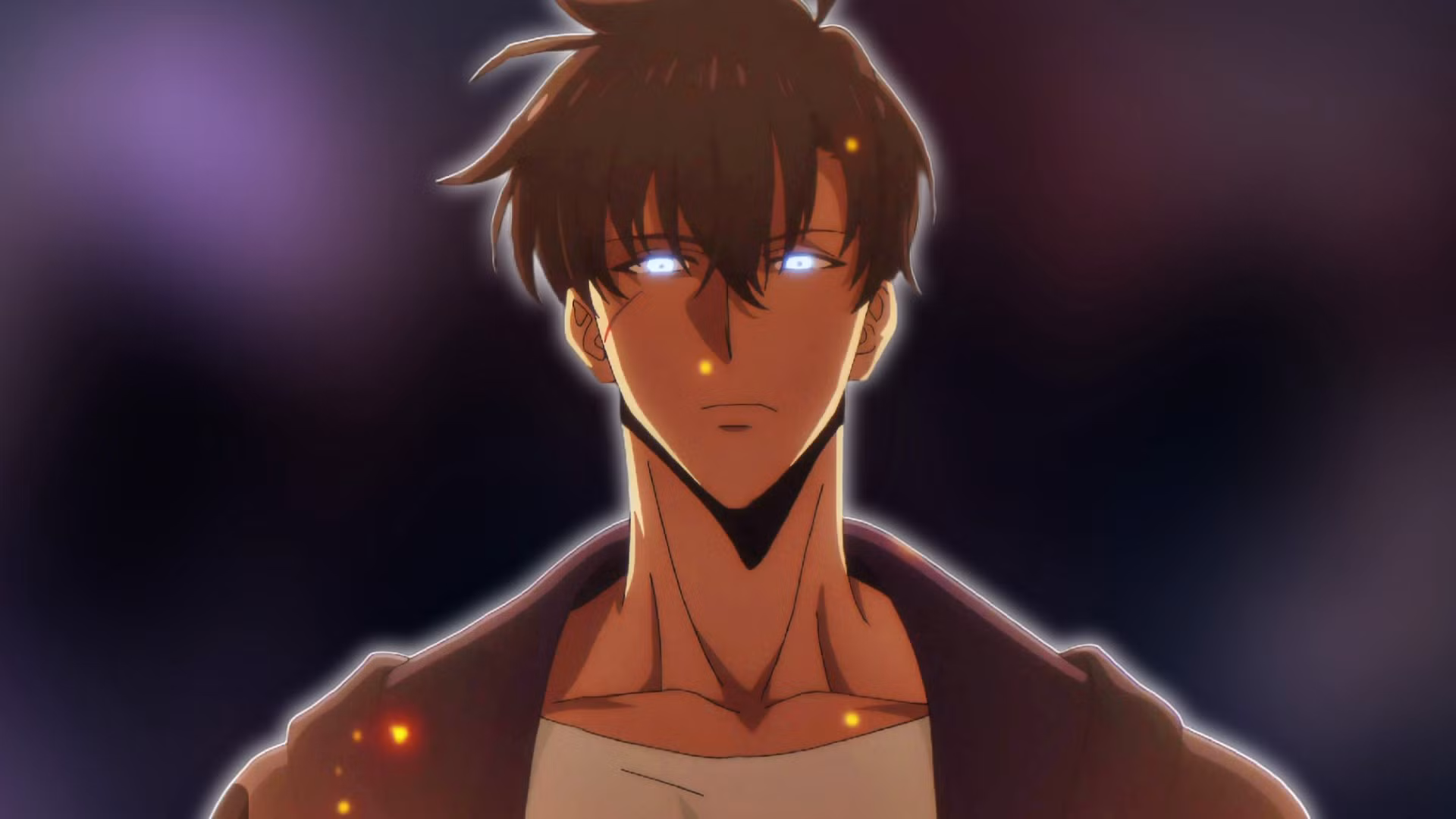 Solo Leveling anime characters in a glowing scene