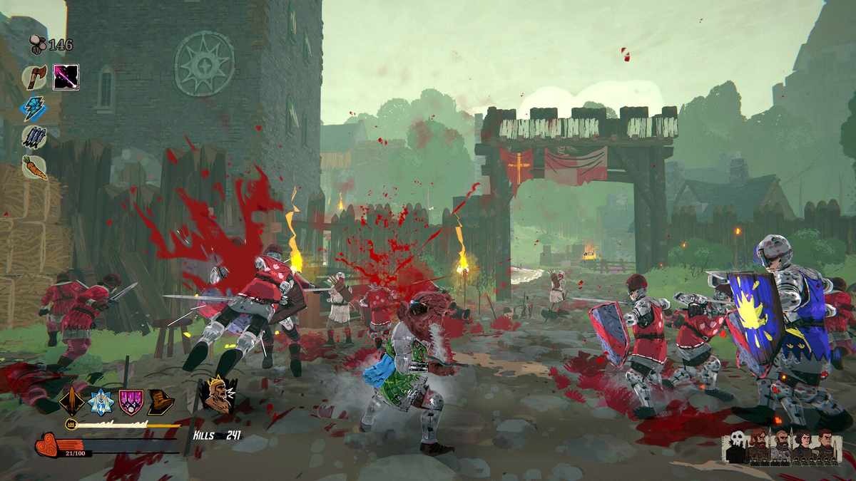 Tears of Metal character selection screen showing Scottish warriors