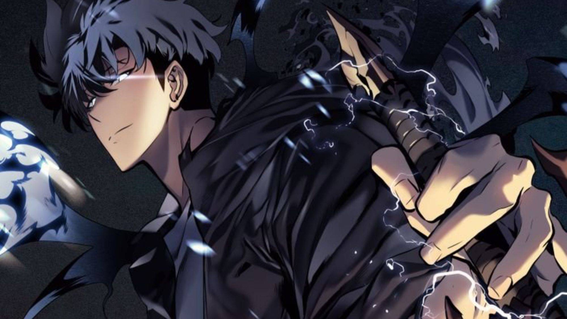 Sung Jinwoo in a fierce stance from the new Solo Leveling art book cover
