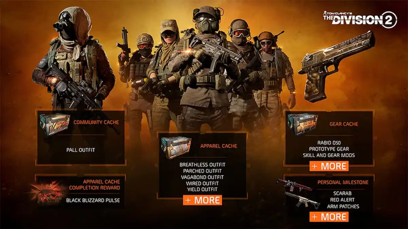 Dust Storm cache breakdown showing rewards